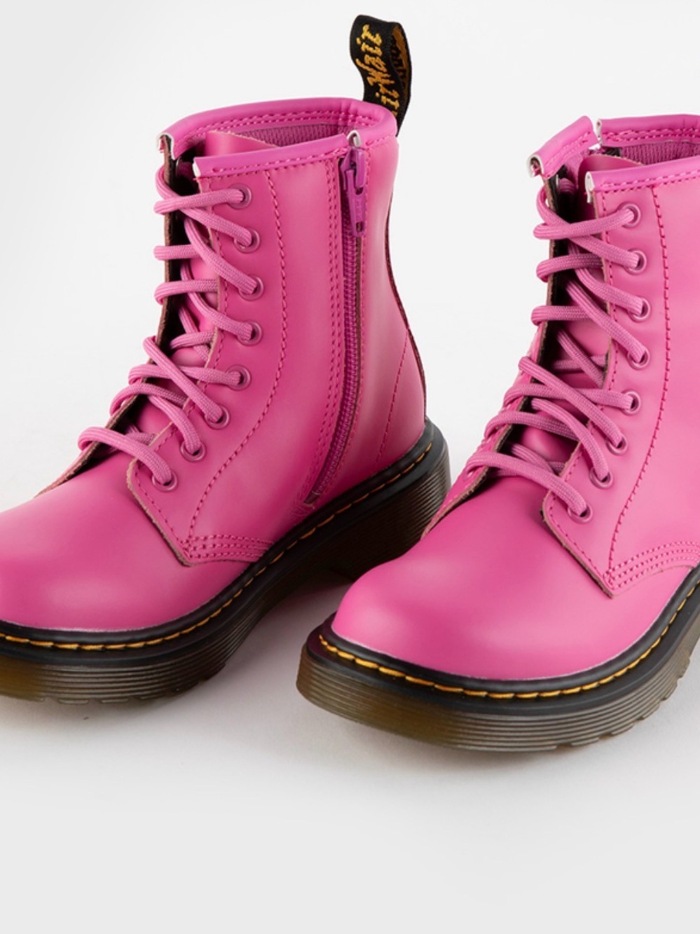Girls Dr. Martens Pink Lace-Up Combat Boots Size 2